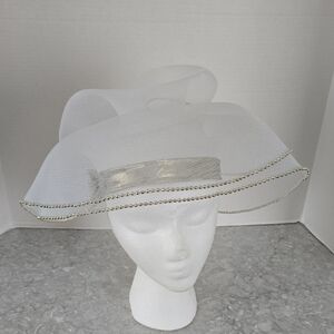Chic White Fascinator with Silver Detailing